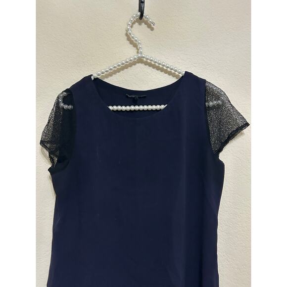 Eileen Fisher Size Petite Small Silk Blouse Blue Lightweight Quiet Luxury Top - Picture 2 of 11